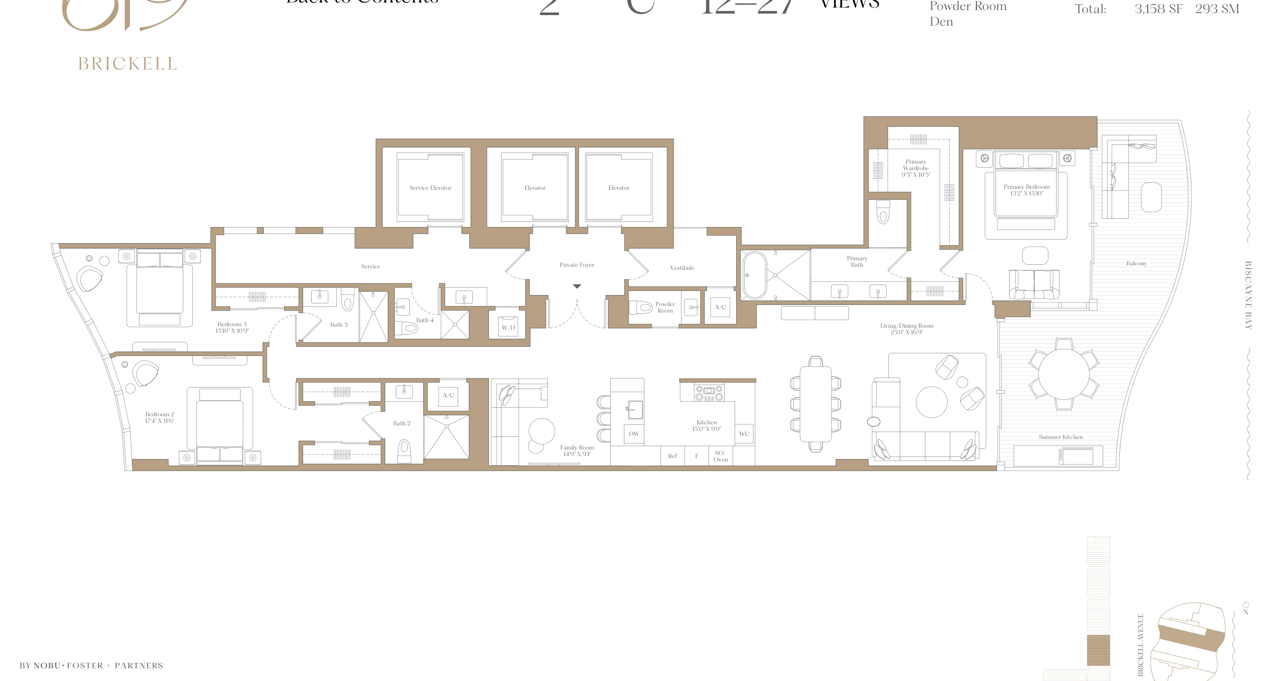 2C — 3 Bed + Den floor plan