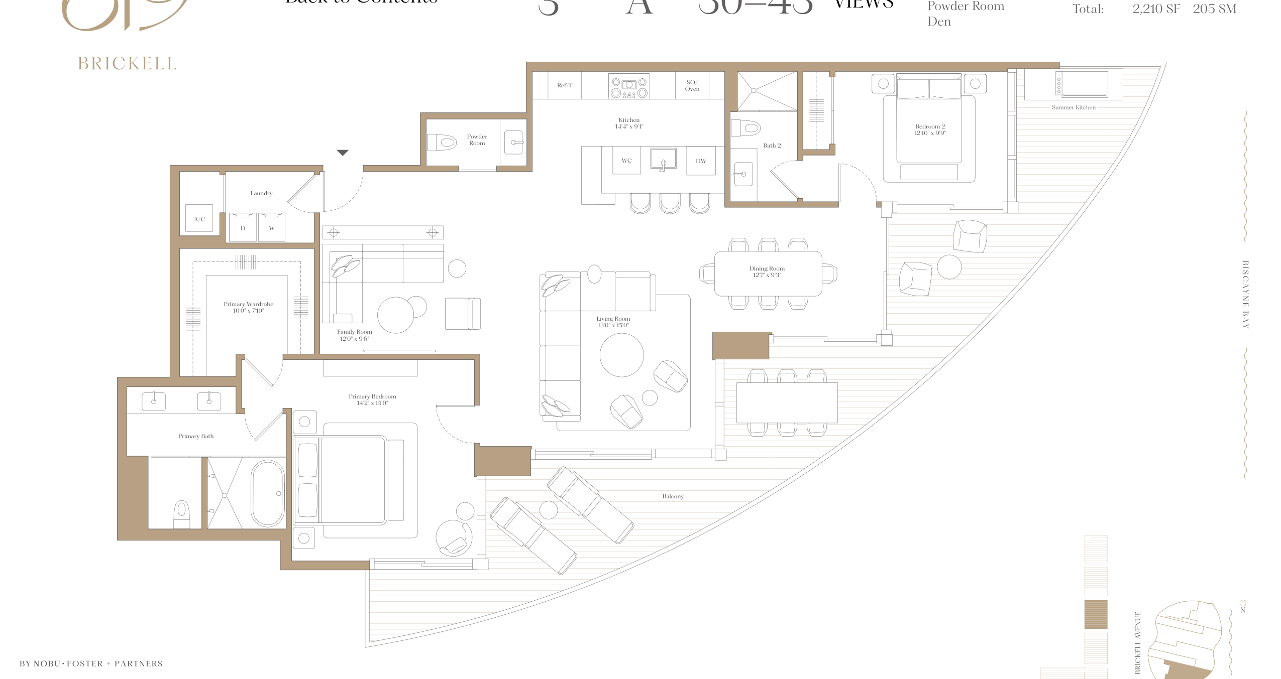 3A — 2 Bed + Den floor plan
