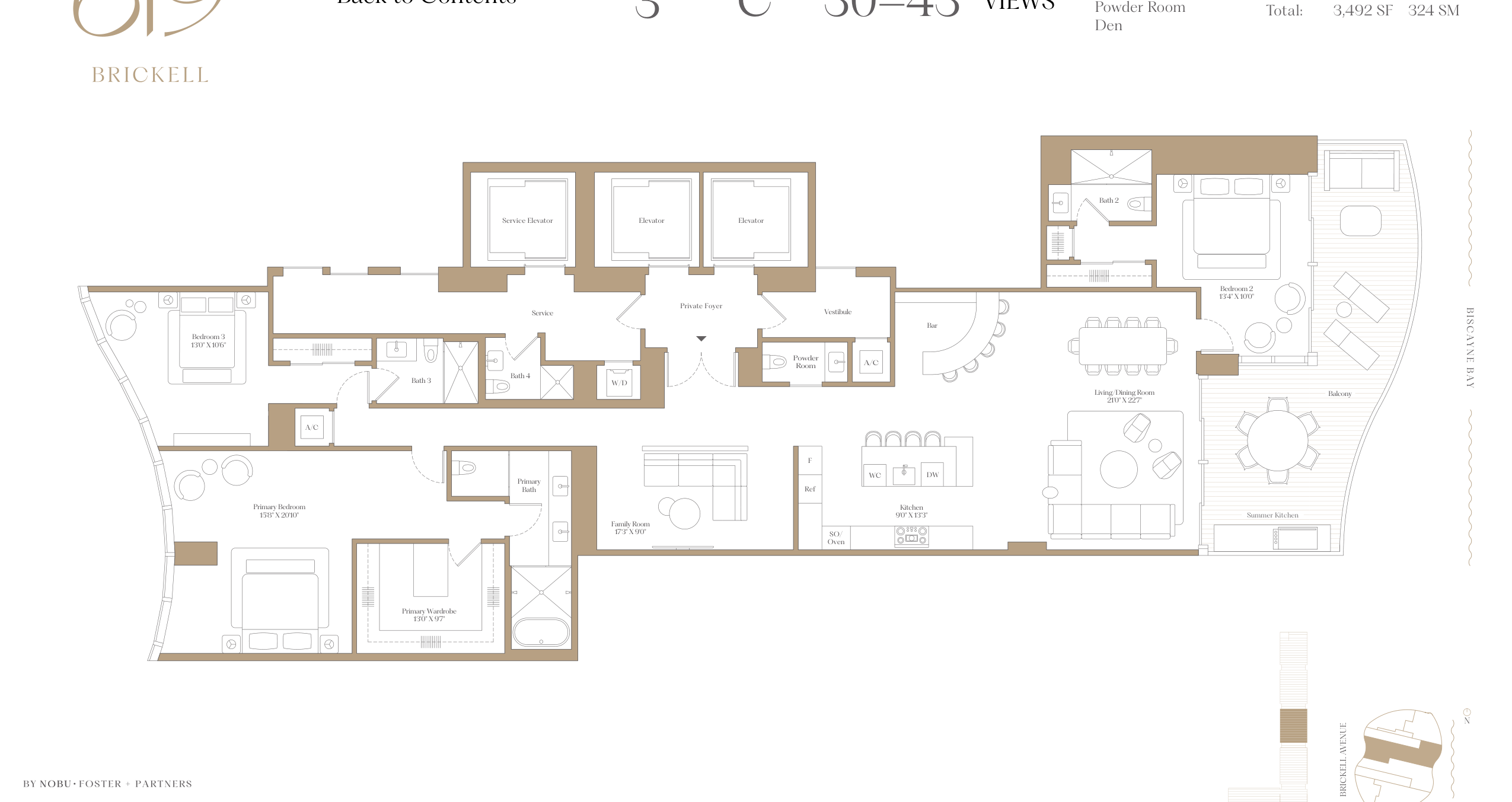 3C — 3 Bed + Den floor plan