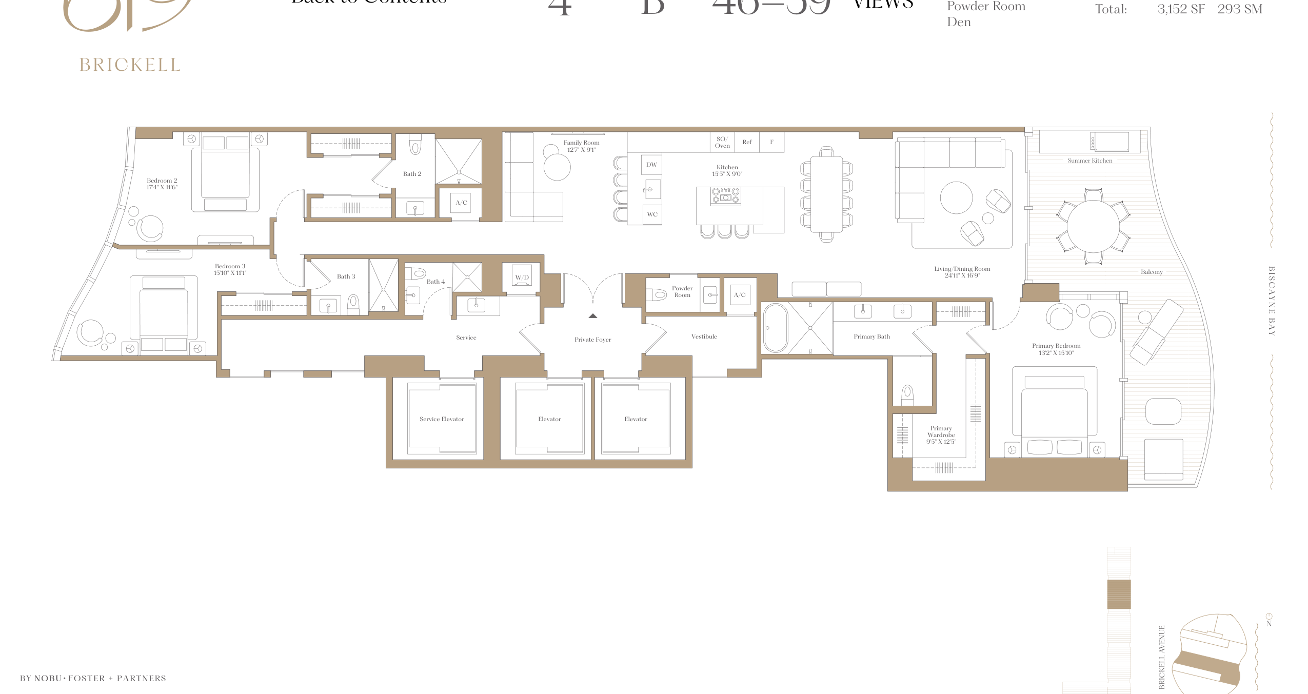 4B — 3 Bed + Den floor plan