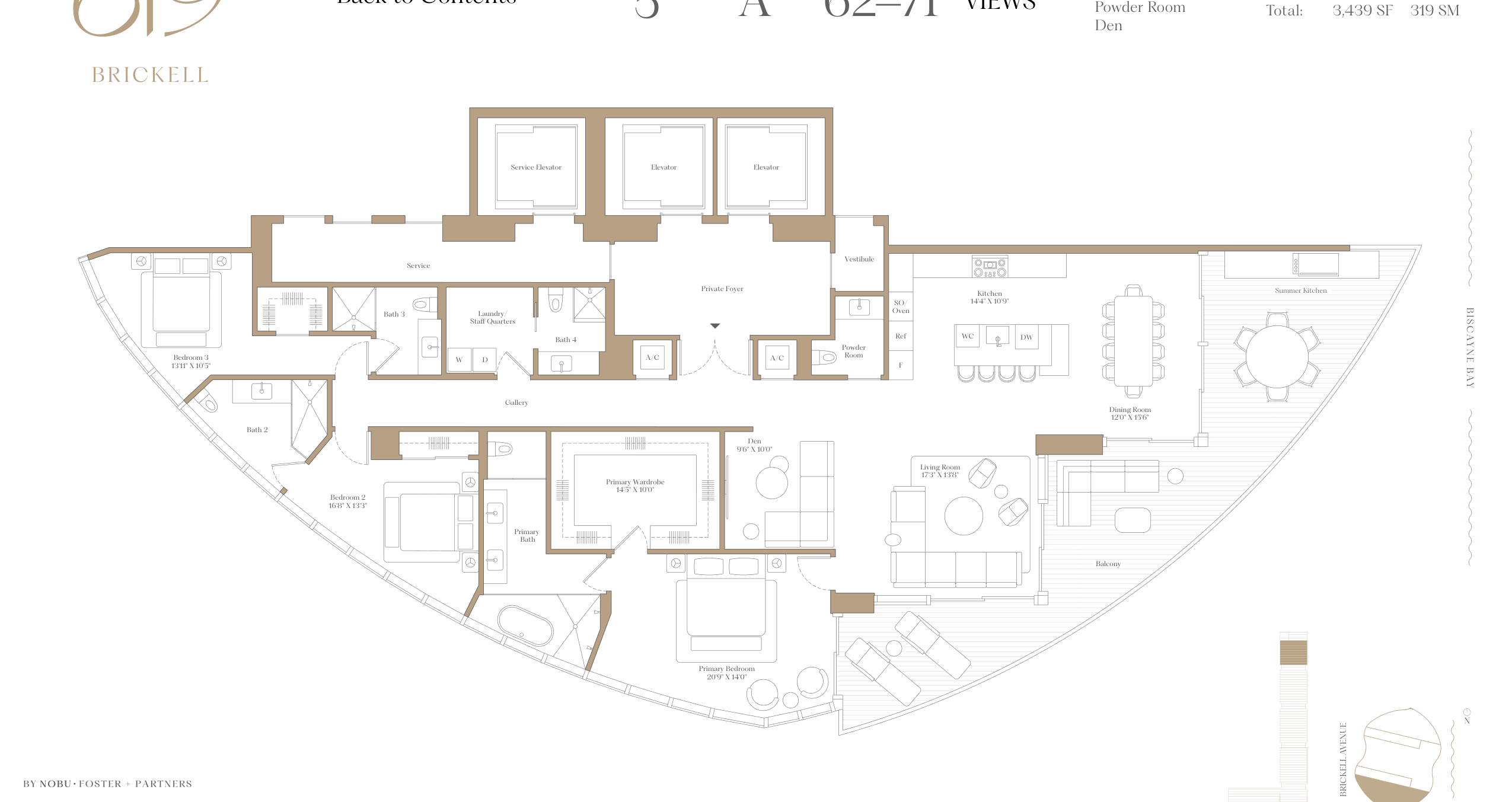 5A — 3 Bed + Den floor plan