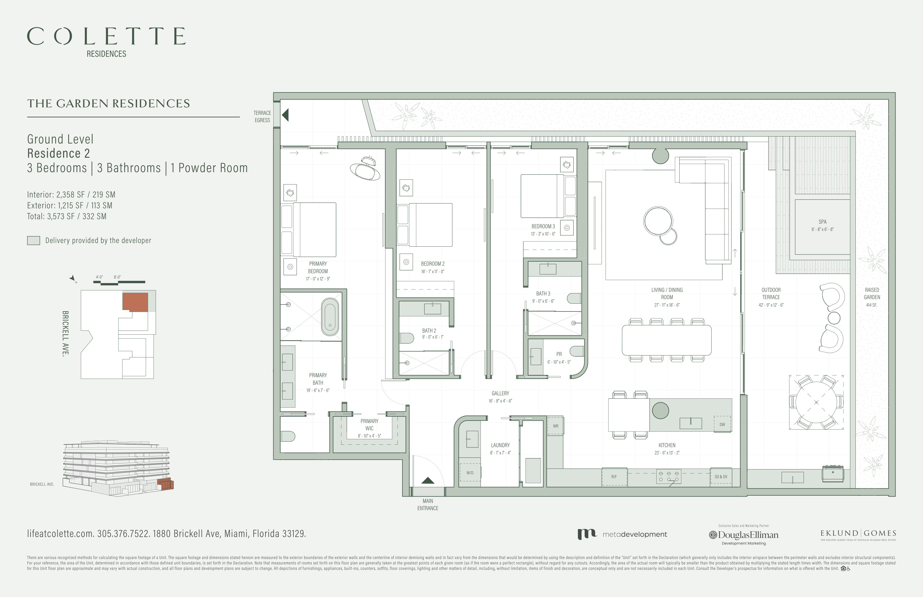 Residence 2 (3BR, Garden Collection, Ground Level) floor plan