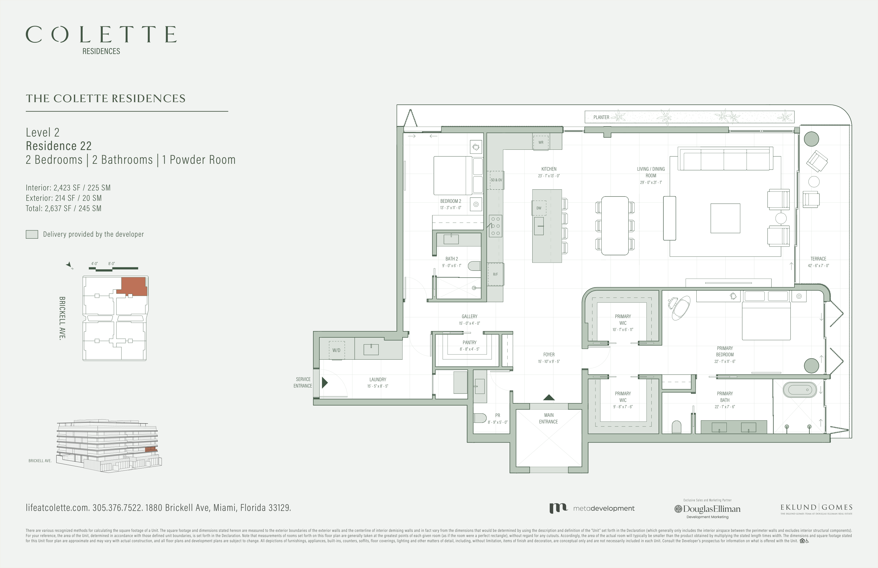 Residence 22 (2BR, Level 2) floor plan