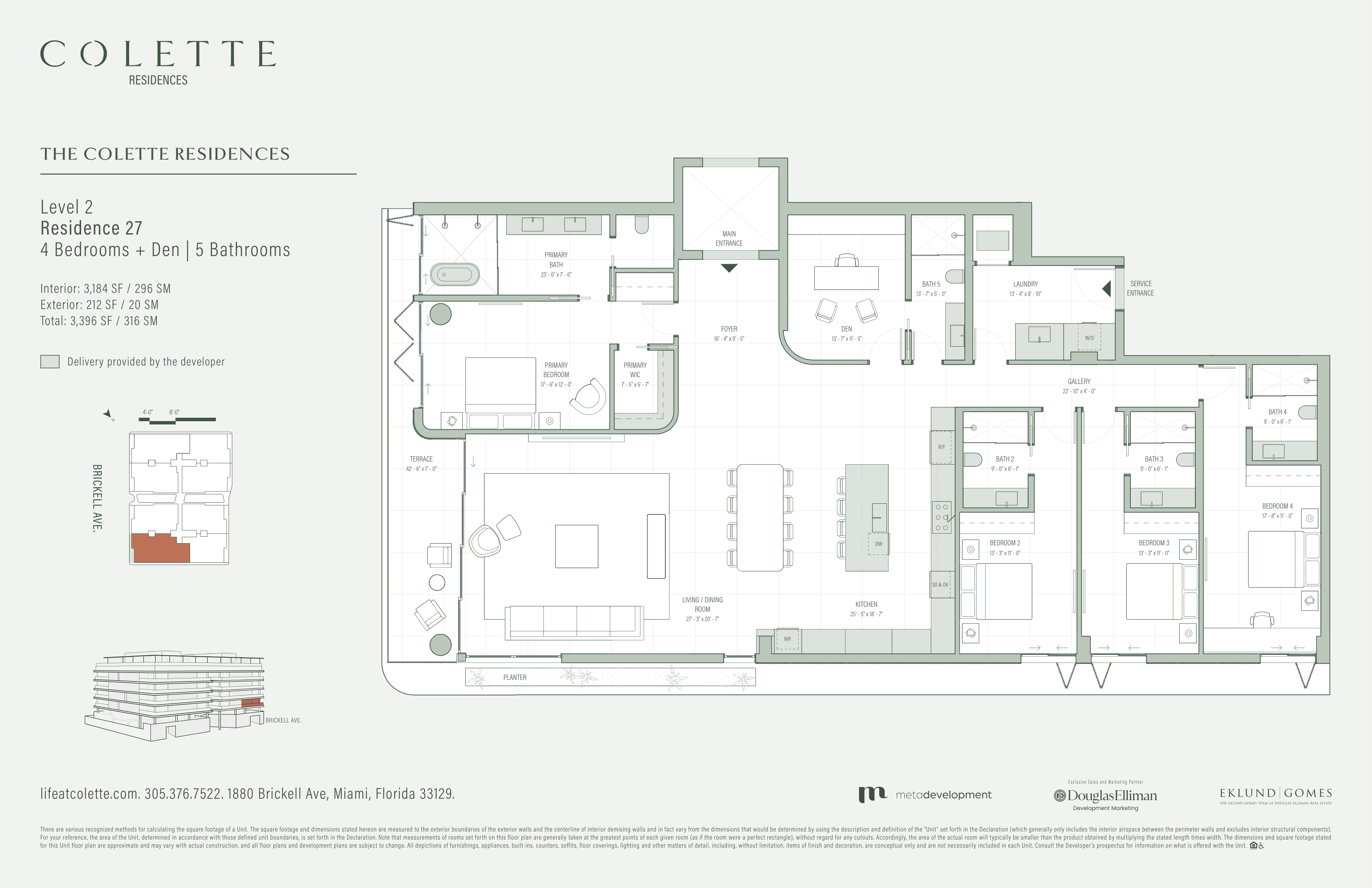 Residence 27 (4BR + Den, Level 2) floor plan