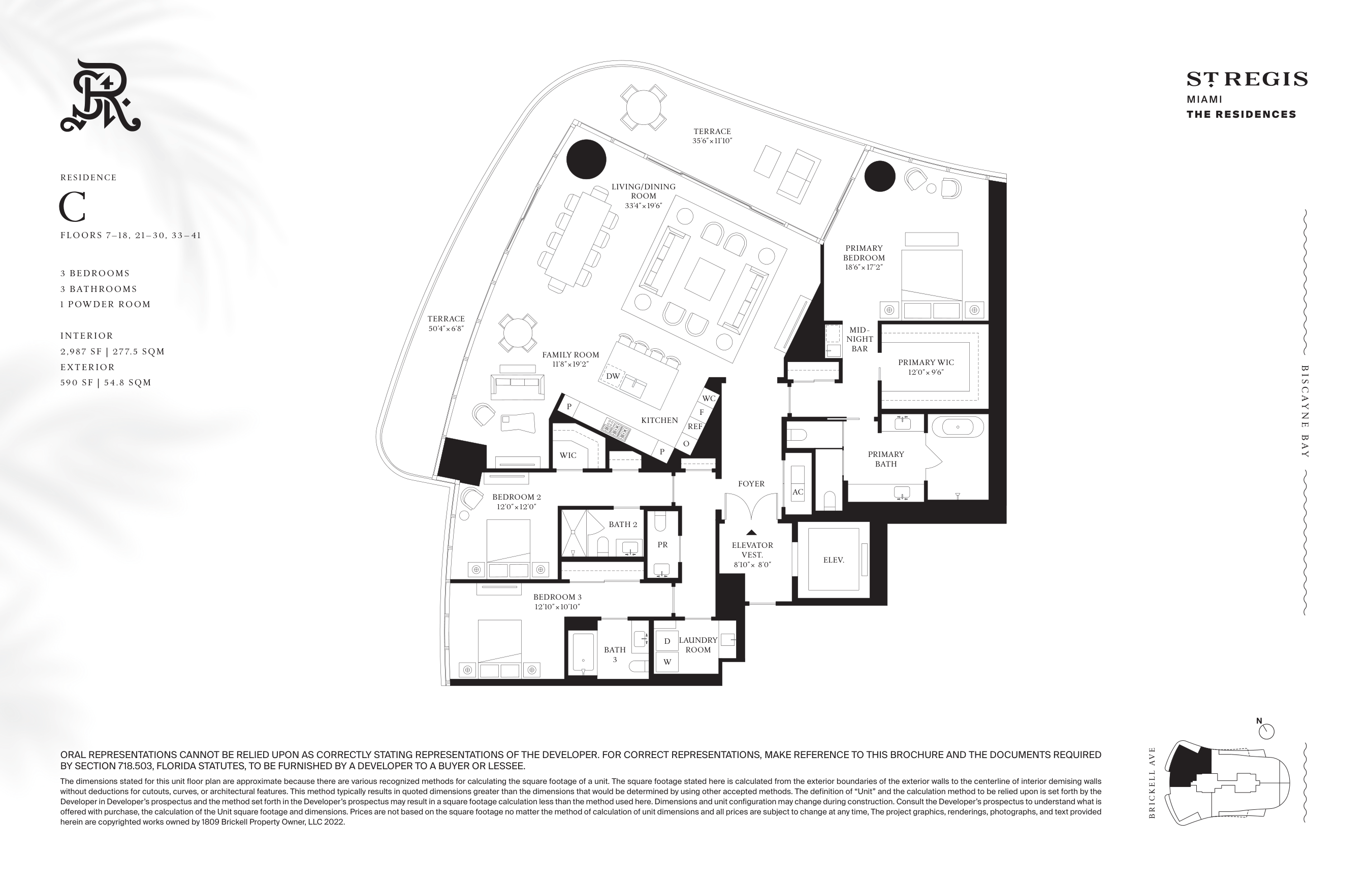 Residence C (Tower, Floors 7–18, 21–30, 33–41) floor plan